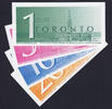 Canada  Canada Local Currency TORONTO Dollars 4 Notes $1, 5, 10, 20 UNC