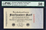 Germany 500 Mark Germany Scarce RED Serial Variety Pick-74a About UNC PMG 50 EPQ -