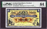 Pound Royal Bank of SCOTLAND One 1st June 1961 Pick-324b CH UNC PMG 64 -