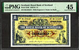 Pound Royal Bank of SCOTLAND One 2nd January 1962 P-324b Extremely Fine PMG 45 -