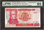 100 Pounds Scotland Commemorative 1st January 2006 Pick-123e CH UNC PMG 64 EPQ -