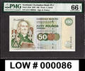 50 Pounds Scotland 25th April 2003 LOW # 000086 Pick-225b GEM UNC PMG 66 EPQ -