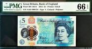 UK (Great Britain) 5 Pounds England UK Polymer QEII LOW Serial AA01 000124 GEM UNC PMG 66 EPQ -