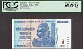 Zimbabwe Zimbabwe 100 TRILLION Dollars AA 2008 Pick-91 PCGS SUPERB GEM UNC 69 PPQ -