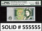 UK (Great Britain) Pound England One 1978-80 SOLID Serial C22N 555555 Pick-377a GEM UNC PMG 65 EPQ -