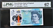 UK (Great Britain) 5 Pound Great Britain Polymer LOW Serial 000031 Pick-394 GEM UNC PMG 67 EPQ -
