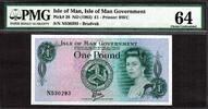 UK (Great Britain) Pound Isle of Man QEII One ND TYVEK Prefix- N Pick-38 Ch UNC PMG 64 -