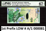 Bermuda Bermuda $20 Hybrid 1st Prefix LOW # A/1 000081 Pick-60a GEM UNC PMG 67 EPQ -