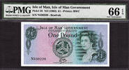 UK (Great Britain) Pound Isle of Man QEII One ND TYVEK Prefix- N Pick-38 GEM UNC PMG 66 EPQ -