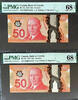 Canada Canada Polymer 2 CONSECUTIVE $50 Wilkins/Macklem GME BC-72c S GEM UNC PMG 68 EPQ -