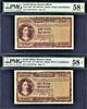 South Africa 1 Rand South Africa 2 Consecutive 1962-65 Pick-103b About UNC PMG 58 EPQ -