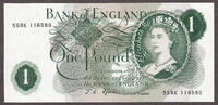 UK (Great Britain) Pound England One QEII ND J.S Fforde Pick-374e Crisp Original UNC -