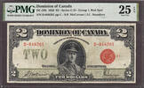Canada Dominion of Canada TWO Dollars RED SEAL DC-26b Group 1 Very Fine PMG 25 EPQ -
