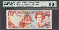 Cayman Islands $100 Birth Date # 09.09.81 Inking Error P-15 GEM UNC PMG 66 EPQ -