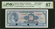 Mexico 50 Pesos Mexico SPECIMEN Pick-49ss SUPERB GEM UNC PMG 67 EPQ -