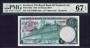 UK (Great Britain) Pound Scotland One Pick-329a SUPERB GEM UNC PMG 67 EPQ -