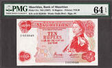 10 Rupees 1967 Mauritius  ND Pick-31c CH UNC PMG 64 EPQ