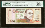 200 Pesos Uruguay Pick-89b SUPERB GEM UNC PMG 70 EPQ / STAR -
