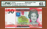 UK (Great Britain) 50 Pounds Jersey QEII Replacement 'DZ' Pick-36a Gem UNC PMG 65 EPQ -