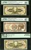 5 Cruzeiros Brazil 3 Different 1953-64 P-158b 166b 176c CH - GEM UNC 64 - 67 EPQ -