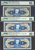 Brazil 3 Different One Cruzeiro 1944-58 P-132 150b 150c CH - GEM UNC 64 - 65 EPQ -
