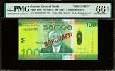100 Tala Samoa ND Commemorative SPECIMEN Pick-44bs GEM UNC PMG 66 EPQ -