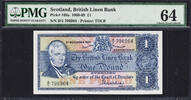 UK (Great Britain) Pound Scotland, British Linen Bank One Pick-169a CH UNC PMG 64 -