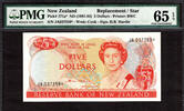 New Zealand New Zealand $5 REPLACEMENT // STAR 1981-85 Prefix JA P-171a* GEM UNC PMG 65 EPQ -