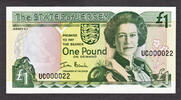 UK (Great Britain) Pound Jersey One ND (2000) Pick-26a LOW Serial 000022 UNC -