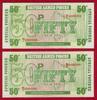 UK (Great Britain) British Armed Forces UK 2 X 50 Pence Low Serial B/1, B/2 000888 UNC -