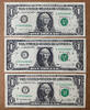 USA One Dollar Federal Reserve SET of 3 1988-2006 MATCHING LOW Serial 00000808 UNC -