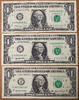 USA One Dollar Federal Reserve SET of 3 1988-2006 MATCHING LOW Serial 00000818 UNC -