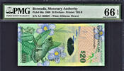 Bermuda Bermuda $20 Hybrid Polymer 1st Prefix LOW # A/1 000027 P-60a GEM UNC PMG 66 -
