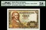 Spain 100 Pesetas Spain 1948 (ND 1950) Pick-137a About UNC PMG 58 EPQ -