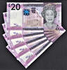 UK (Great Britain) 20 Pounds Jersey 5 Consecutive QEII Pick-35 LOW Serial 000112 to 000116 UNC -