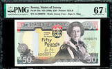 UK (Great Britain) 50 Pounds Jersey 1st Prefix LOW # AC 000079 P-18a SUPERB GEM UNC PMG 67 EPQ -