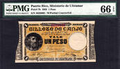Peso Puerto Rico One Pick-7b GEM UNC PMG 66 EPQ **HIGHEST GRADED** -