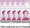 Venezuela 5 x 100 DIGITALES Bolivares 2021 UNC 100% Authentic & U.V Passed ! -
