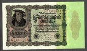 Germany 50,000 Mark Germany Fancy Serial # 01513333 Pick-80 UNC -