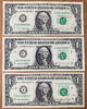 USA One Dollar Federal Reserve SET of 3 1988-2006 MATCHING LOW Serial 00000898 UNC -