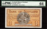 Pound Bank of SCOTLAND One Pick-96a Choice UNC PMG 64 FINEST KNOWN ! -