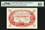 France 5 Francs Guadeloupe 1901 ND Pick-7c GEM UNC PMG 65 EPQ -