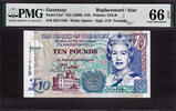 UK (Great Britain) 10 Pounds Guernsey REPLACEMENT /STAR ND Pick-57a* GEM UNC PMG 66 EPQ -