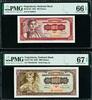 Yugoslavia 1000 Dinara Yugoslavia PAIR 100 & Pick-69, 71b GEM UNC PMG 66 & 67 EPQ -