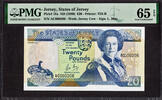 UK (Great Britain) 20 Pounds Jersey First Prefix LOW # AC 000206 Pick-18a GEM UNC PMG 65 EPQ -