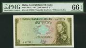Pound Malta One 1967 (ND 1969) QEII Pick-29a GEM UNC PMG 66 EPQ -