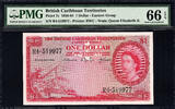 One Dollar British Caribbean Territories Pick-7c GEM UNC PMG 66 EPQ -
