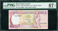 2 Liri Malta 1967 (ND 1989) Pick-41 SUPERB GEM UNC PMG 67 EPQ -