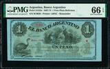Peso Argentina One Plata Boliviana Pick-S1525r GEM UNC PMG 66 EPQ TOP GRADE -