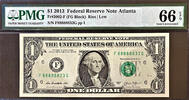 USA One Dollar Federal Reserve Lucky Near SOLID # 88888833 GEM UNC PMG 66 EPQ -